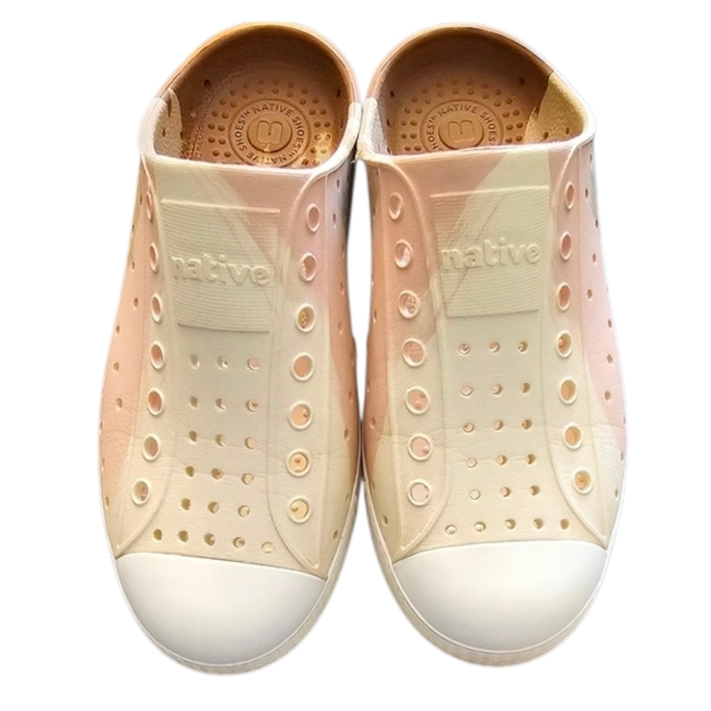 Native Jefferson Unique Marble Tan Brown Slip On Water Shoes Kid's Size J1
